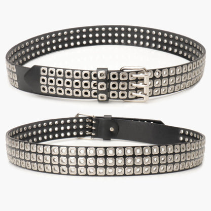 European and American belts, men's and women's unisex trends, special dark style, hollow rivet belts, female punk style, versatile jeans belts