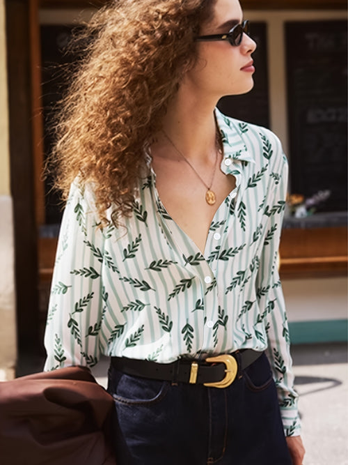 Cross-border European and American plus-size full-print prints, various pattern options, long-sleeve loose casual tops plus sizes