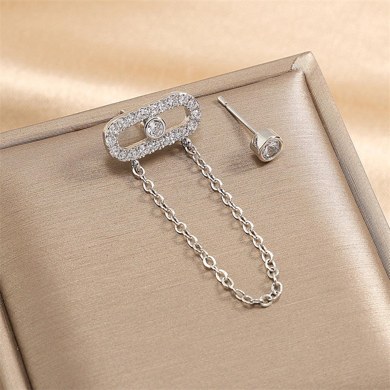 RAKOL Cross-border European and American style light luxury chain earrings for women simple and fashionable zirconia paper clip stud earrings for women