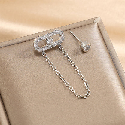 RAKOL Cross-border European and American style light luxury chain earrings for women simple and fashionable zirconia paper clip stud earrings for women