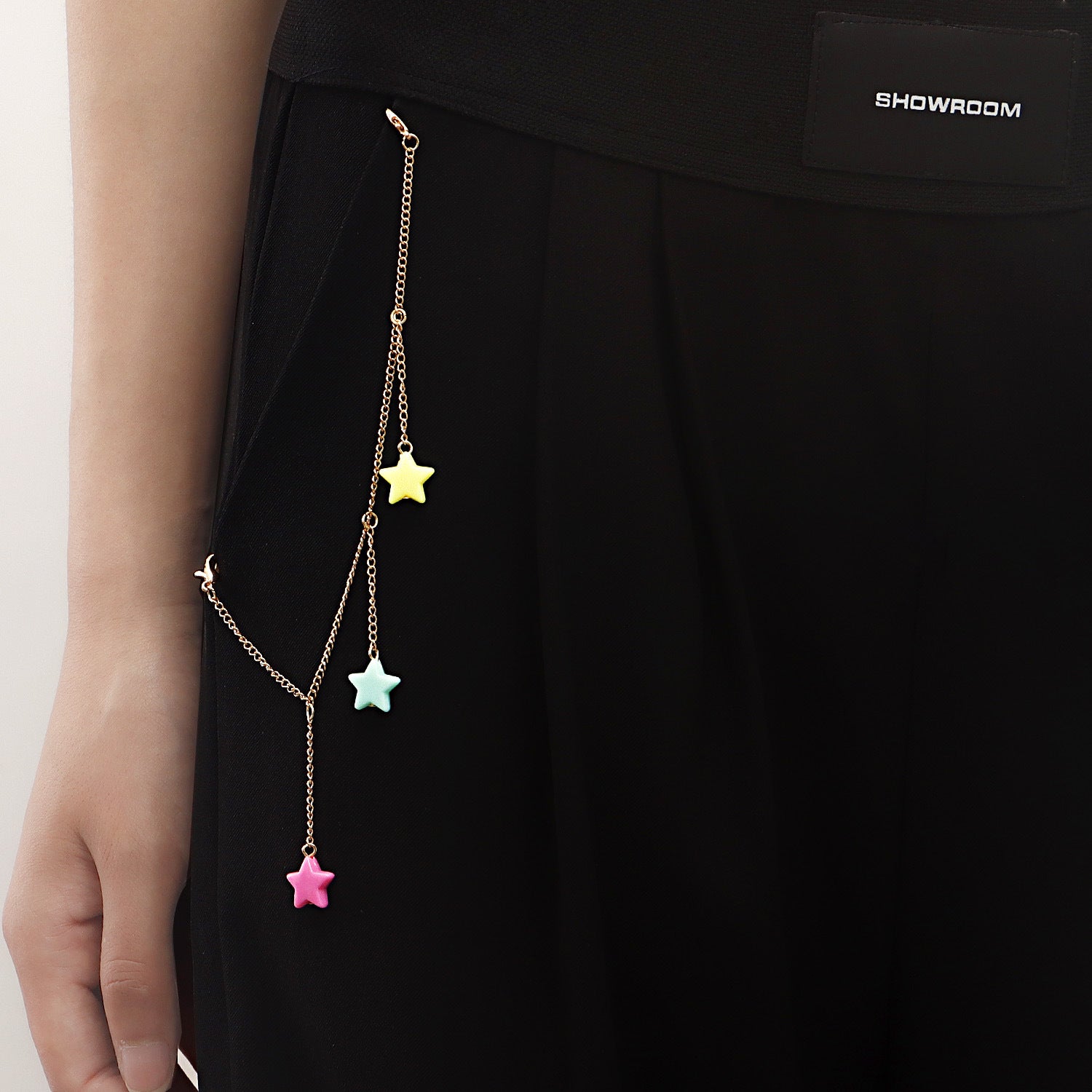 European and American cross-border jewelry, tassels, colorful five-pointed star pendants, trouser pockets, accessories, women's hip-hop style geometric clothing pendants