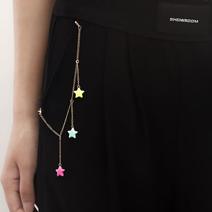 European and American cross-border jewelry, tassels, colorful five-pointed star pendants, trouser pockets, accessories, women's hip-hop style geometric clothing pendants