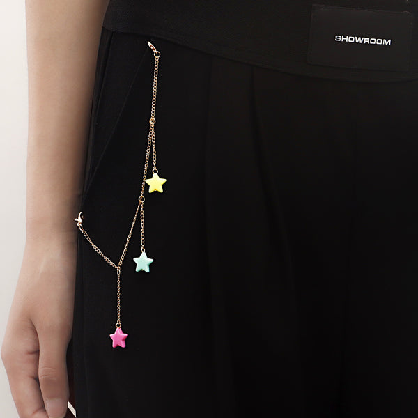 European and American cross-border jewelry, tassels, colorful five-pointed star pendants, trouser pockets, accessories, women's hip-hop style geometric clothing pendants