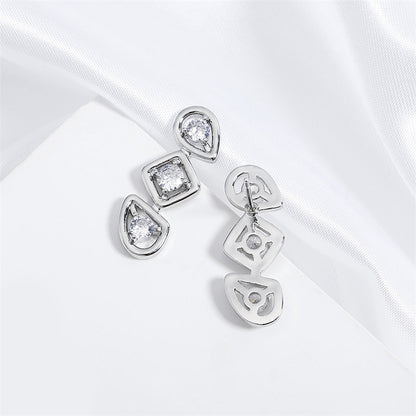 RAKOL European and American minimalist fashion earrings, versatile, light luxury INS earrings, geometric zircon earrings for women