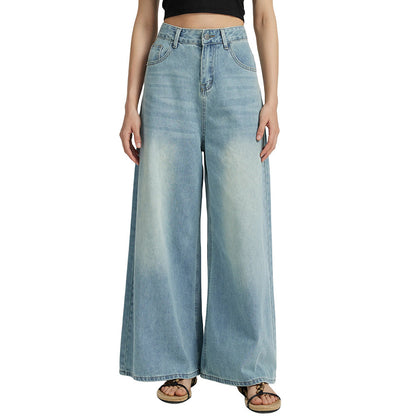 Cross-border foreign trade independent station Amazon denim women's wide-leg high-waisted drape trousers women's JEANS European and American style