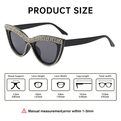 Cat-eye diamond-studded sunglasses, new fashion party glasses, Chanel-style personalized shape-style sunglasses for women, high-end feel