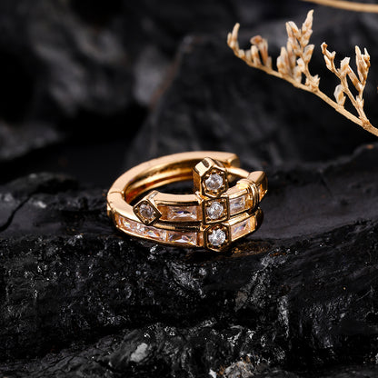 Original, European, American, exaggerated, niche, hip-hop style vintage earrings, high-end and lightly luxurious retro earrings with copper plating