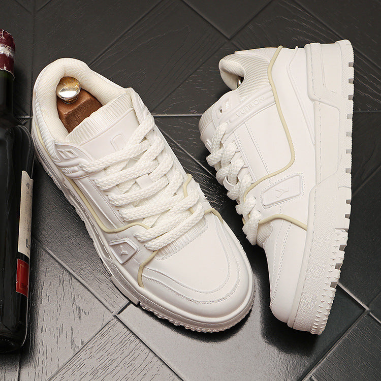 Versáteis sapatos brancos de strass malha baixa sapatos papai casual verão respirável tendência versátil plataforma sola aumento de altura para homens