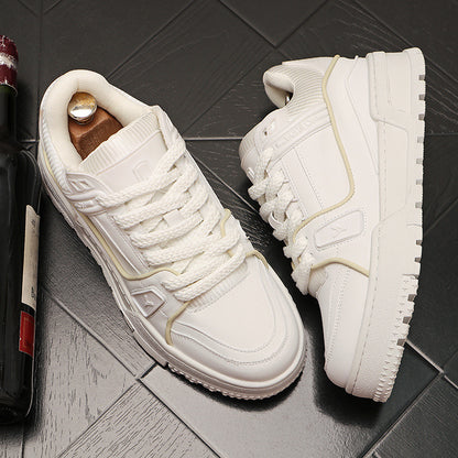 Versáteis sapatos brancos de strass malha baixa sapatos papai casual verão respirável tendência versátil plataforma sola aumento de altura para homens