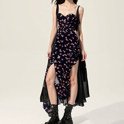 2025 Summer New Cross-border Amazon European and American French Clear Sweet Pleated Holiday Slip Dress