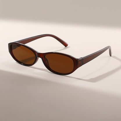 Oval frame sunglasses for women, gyu girls, Y2K trendy cross-border new sunglasses, face-flattering, small driving vacation sunglasses