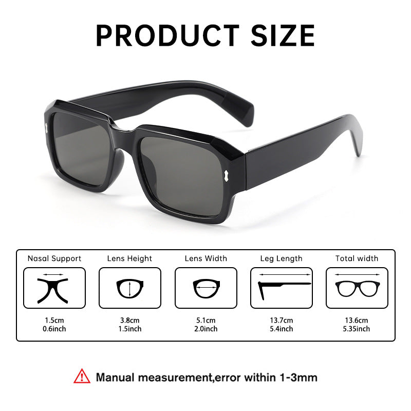 Arrow Ink Spike Sunglasses, European and American Cross-border Trendy Sunglasses, Large Square Frame Sunglasses, High-End Sunglasses for Men and Women