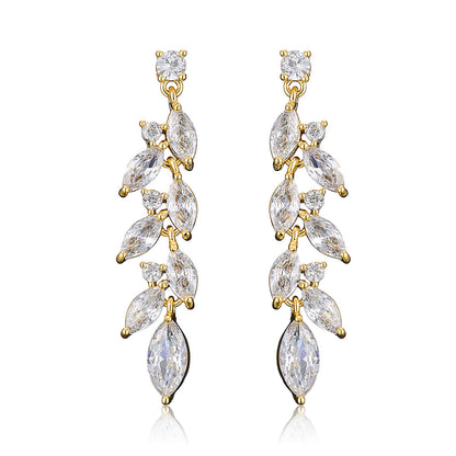 RAKOL European and American retro simple long fringed earrings feminine temperament light luxury slightly zircon bridal wedding earrings
