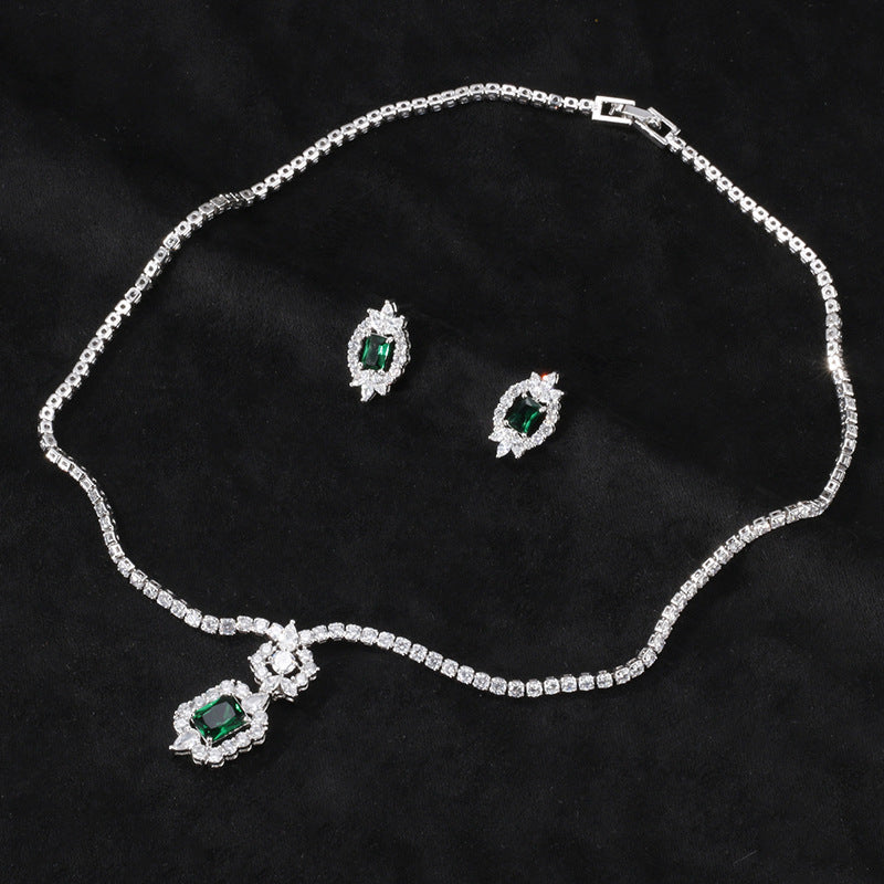 Starry Sky Love cross-border minimalist niche fashion bridal zircon necklace jewelry earring women's set set