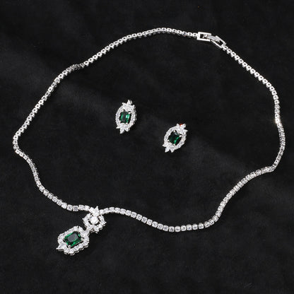 Starry Sky Love cross-border minimalist niche fashion bridal zircon necklace jewelry earring women's set set