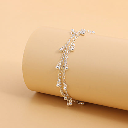 European and American cross-border jewelry, dance, yoga, double tassels, drop anklets, women, personality, fashion, trend, beach foot ornaments