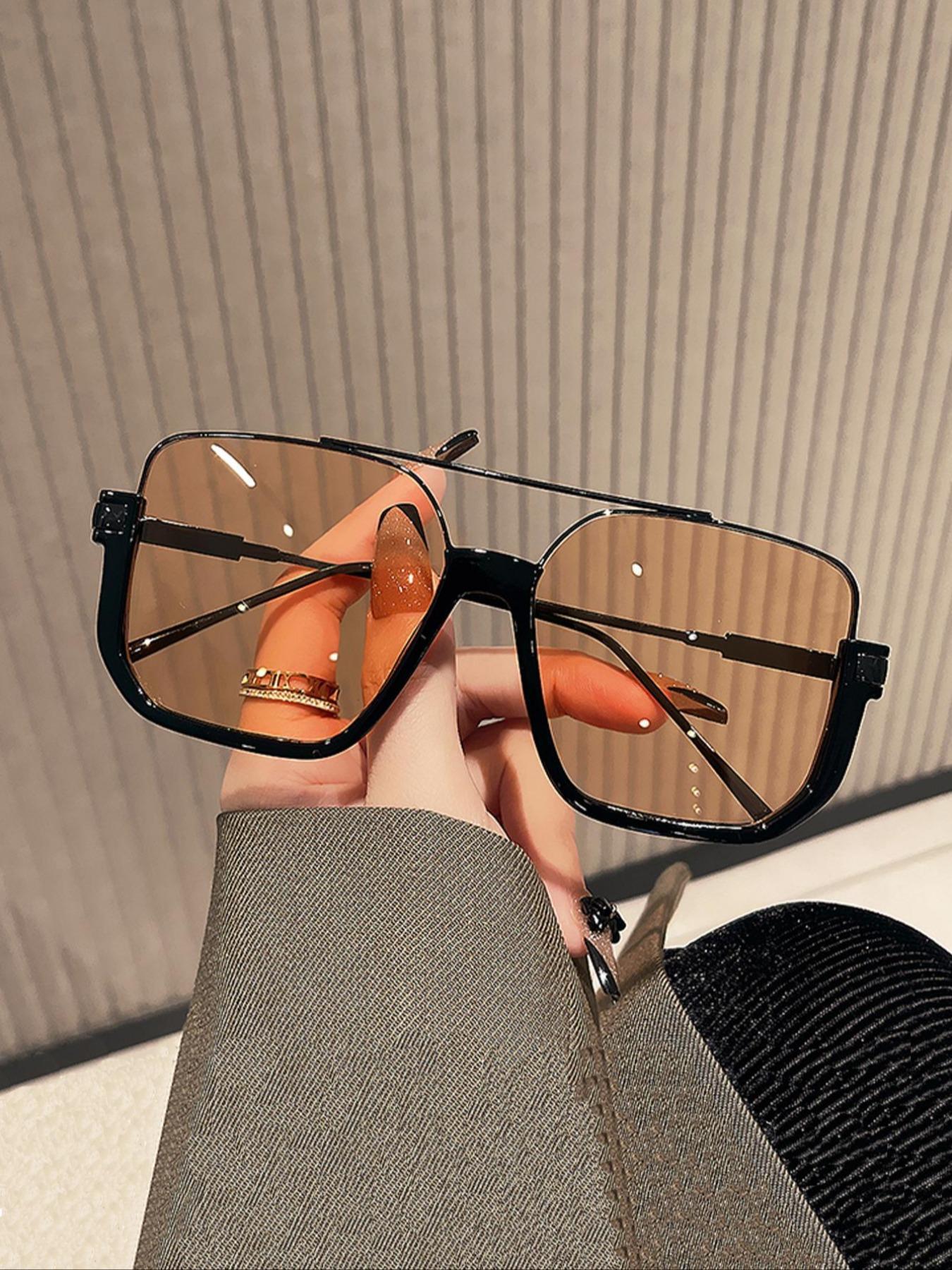 Vintage dual-beam sunglasses with a premium feel, European and American fashion pilot sunglasses, personalized sunglasses, UV protection