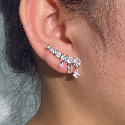 RAKOL Cross-border Fashion Aneurcade Gradient Rhinestone Hook-On Earrings for Women, Design Sense Zircon Stud Earrings for Women