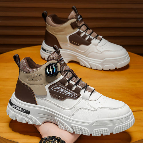 High-top men's shoes, 2026 spring casual sneakers, youth rotary soft-soled sports Martin boots, everyday casual men's shoes