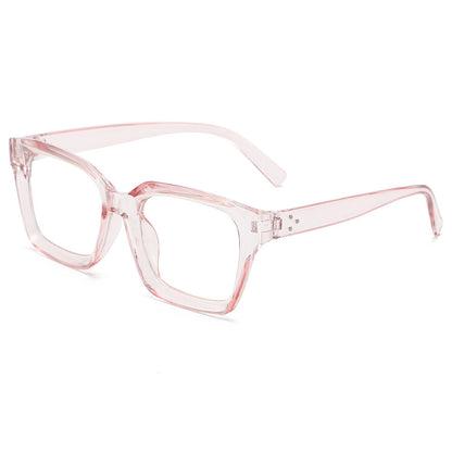 Square blue light blocking glasses, bare face rice spike glasses for men and women, high aesthetic value, versatile decorative flat light glasses for both European and American use