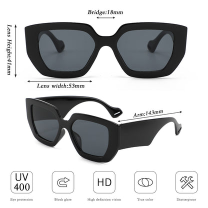 Oversized square frame sunglasses women's 2025 cross-border new product personality thick temples Internet celebrity trend street photography plain sunglasses