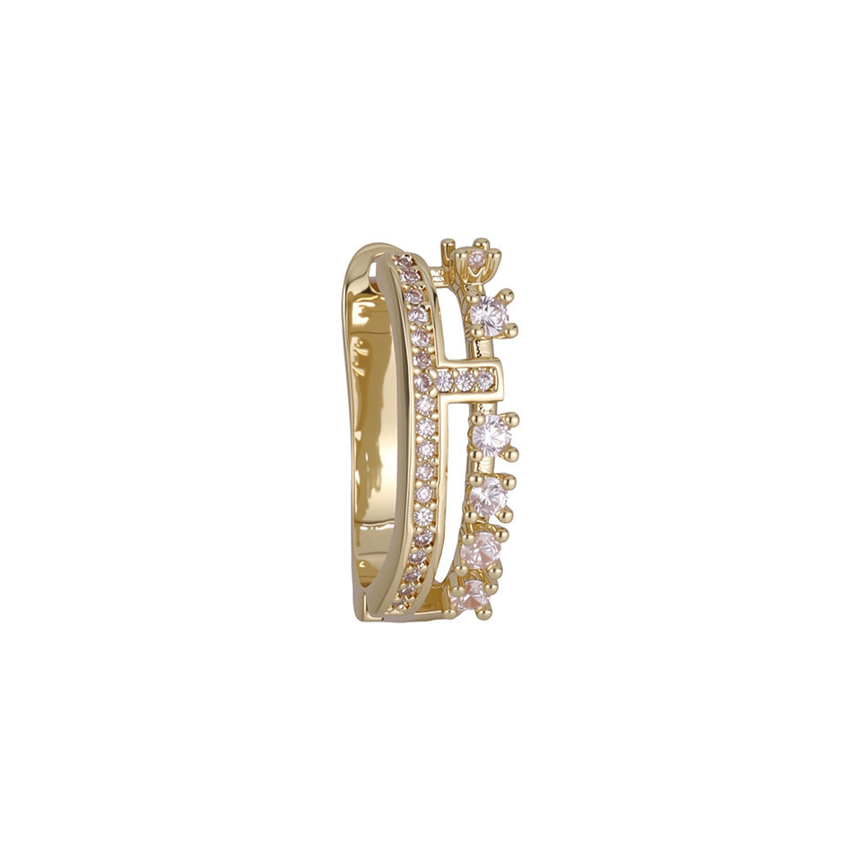Exquisite micro-inlaid zircon H-letter earrings, elegant and versatile, exquisite and petite, ultra-sparkling niche design, versatile for women