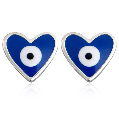 Jewelry Factory Customization Mini Heart-shaped Demon Eye Earrings Stud Earrings Luxury Niche Earrings