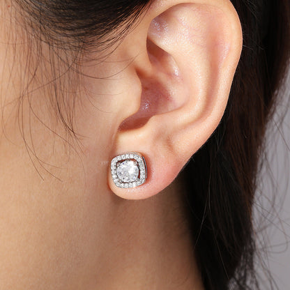 RAKOL European and American cross-border square high-quality zircon fashion commuter earrings for women, light luxury, niche, and indifferent style in stock