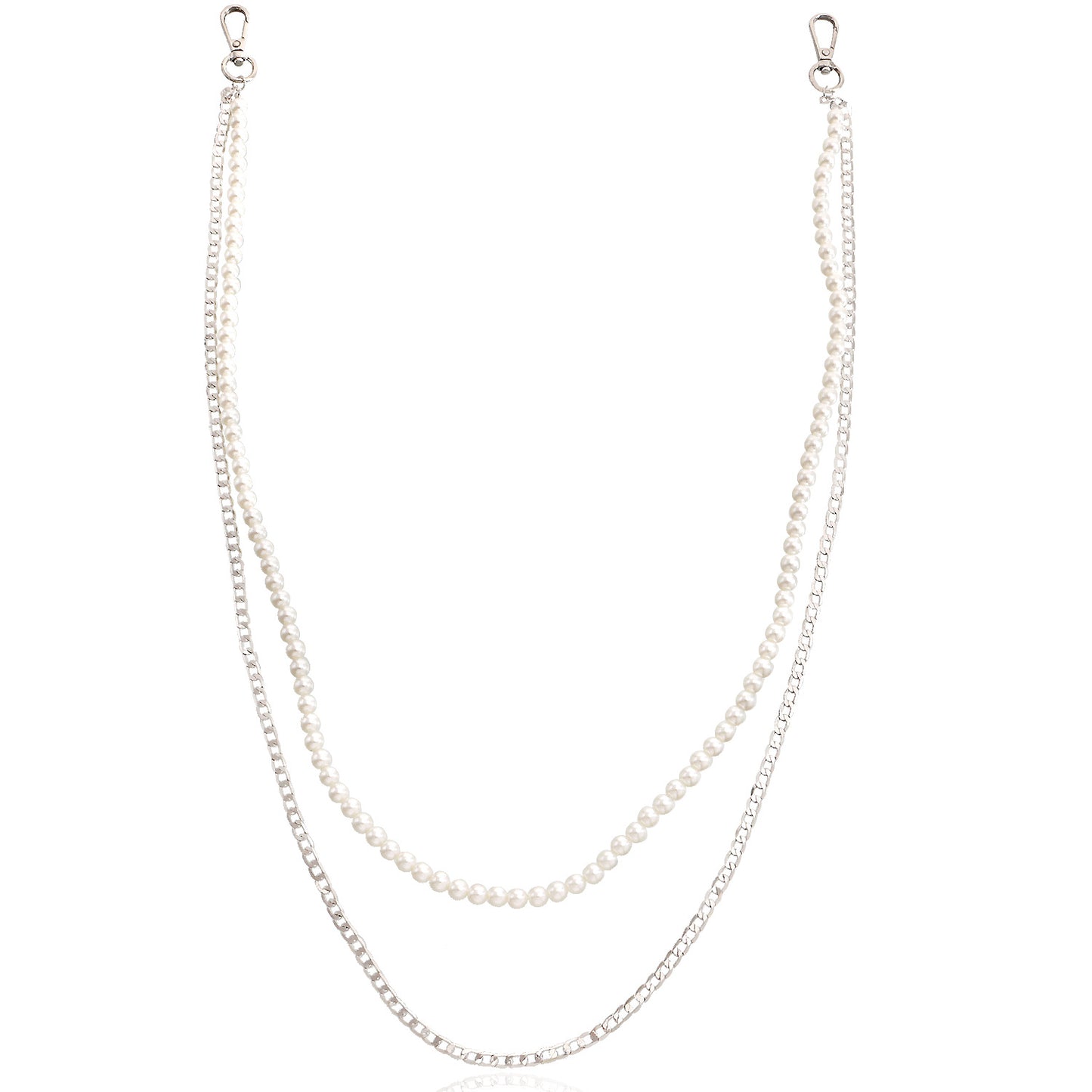 European and American cross-border jewelry, retro sexy fashion double layer trouser chain, punk imitation pearl waist chain