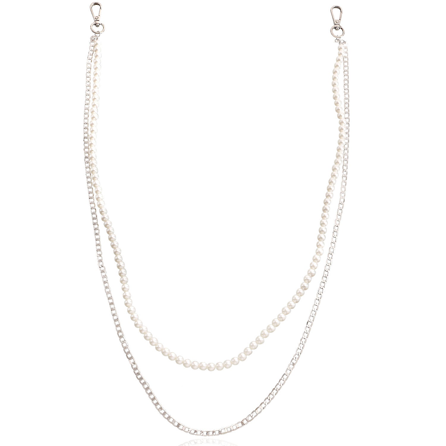 European and American cross-border jewelry, retro sexy fashion double layer trouser chain, punk imitation pearl waist chain