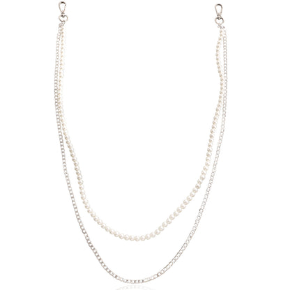 European and American cross-border jewelry, retro sexy fashion double layer trouser chain, punk imitation pearl waist chain