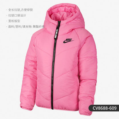 Nike/Nike Official Authentic Women's Simple Classic Hooded Warm Woven Casual Sports Cotton Suit CV8688