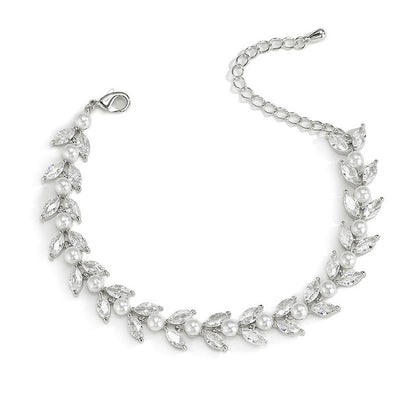 RAKOL cross-border new light luxury elegant fully studded zircon pearl bracelet for brides, banquets, evening gowns