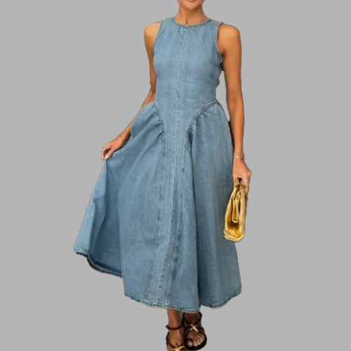 2026 spring new cross-border European and beautiful fashion casual temperament elegant slimming sleeveless French dress