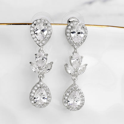 RAKOL in-stock wholesale zircon jewelry two-piece set, women's earrings, necklace, bridal wedding accessories