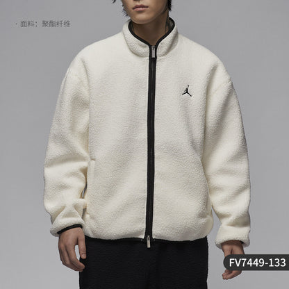 Nike Official Genuine JORDAN Men's Lamb Wool Warm Loose Jacket FV7449-010