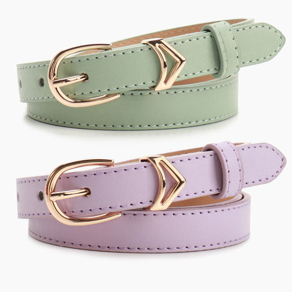 New Korean version of ins style alloy women's thin belt versatile culottes decoration with candy color high-end belt women