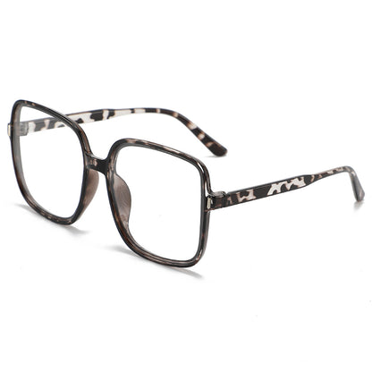 Fashion large frame face small glasses frame women's 2025 new plain makeup retro flat gloss large square frame Internet celebrity glasses frame