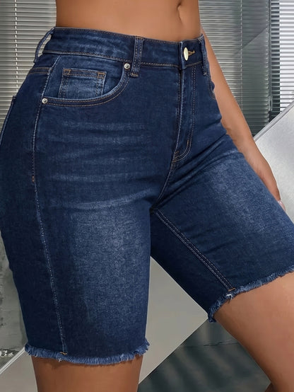 Source Factory: TikTok TikTok POP in-stock dropshipping plus size cross-border jeans for women, high elasticity, mid-waist shorts