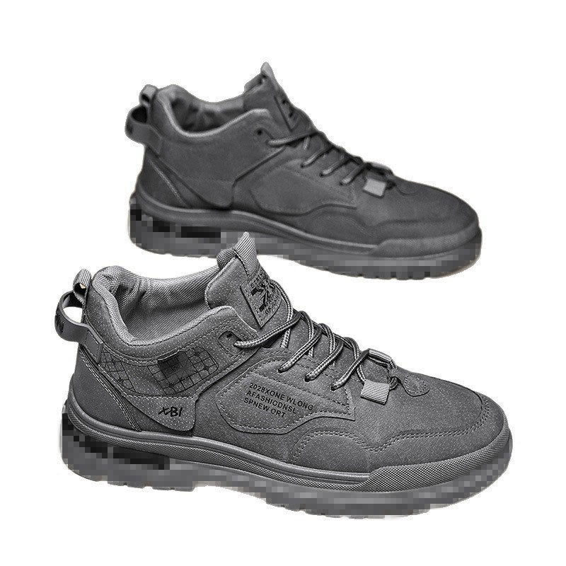 High-top boots 2026 spring new wear-resistant workwear non-slip men's hiking casual shoes, versatile outdoor height-increasing shoes