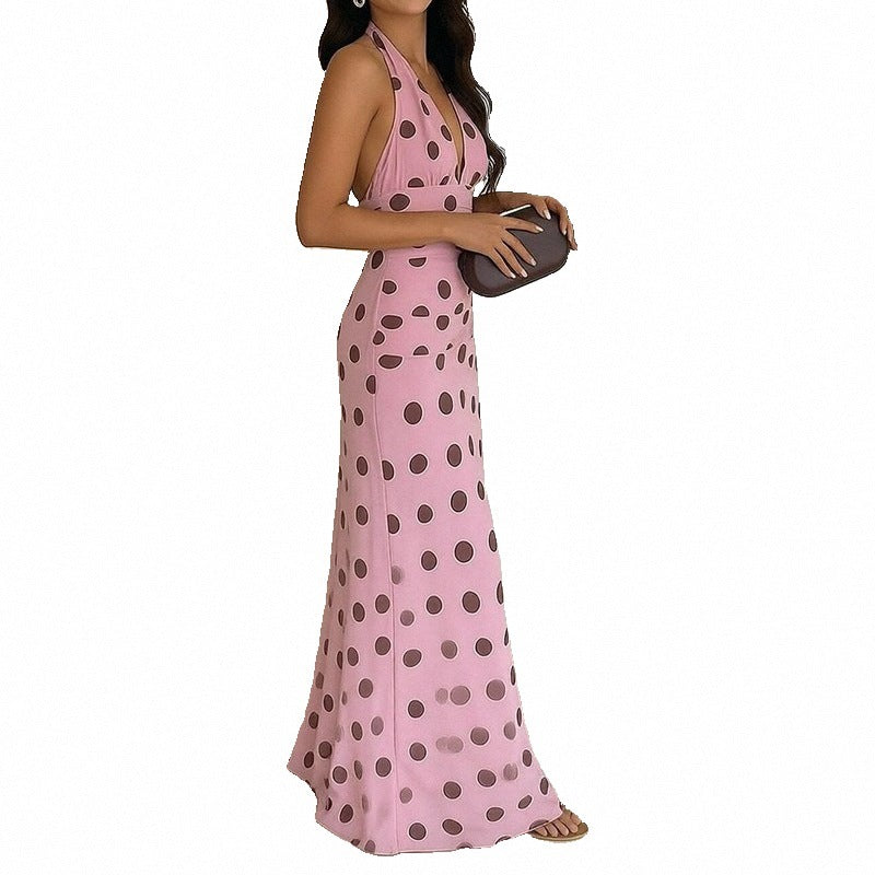 2026 spring new cross-border European and American fashion temperament elegant casual and versatile commuter V-neck polka dot dress for women