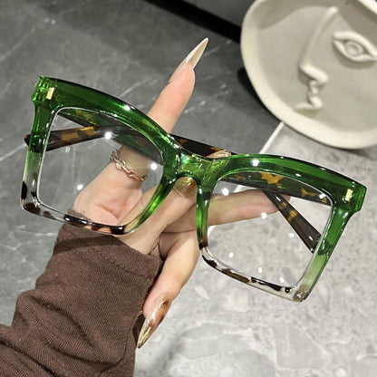 Large frame color-blocked flat glasses for women, premium cross-border new butterfly-shaped blue light blocking frames, bare-faced glasses frames