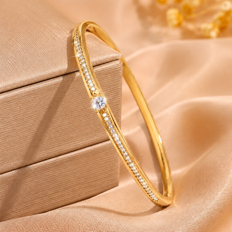 European and American cross-border copper gold-plated silver bracelets, single-row diamond thin bracelets, light luxury style daily accessories, temu hot-selling wholesale
