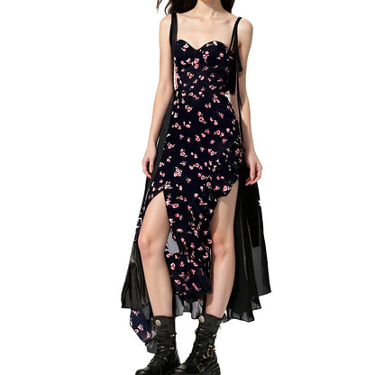 2025 Summer New Cross-border Amazon European and American French Clear Sweet Pleated Holiday Slip Dress