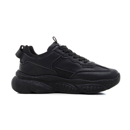 Pull-back solid leather platform shoes low top calm autumn black shoes easy to put on and take off breathable sneakers men's wholesale