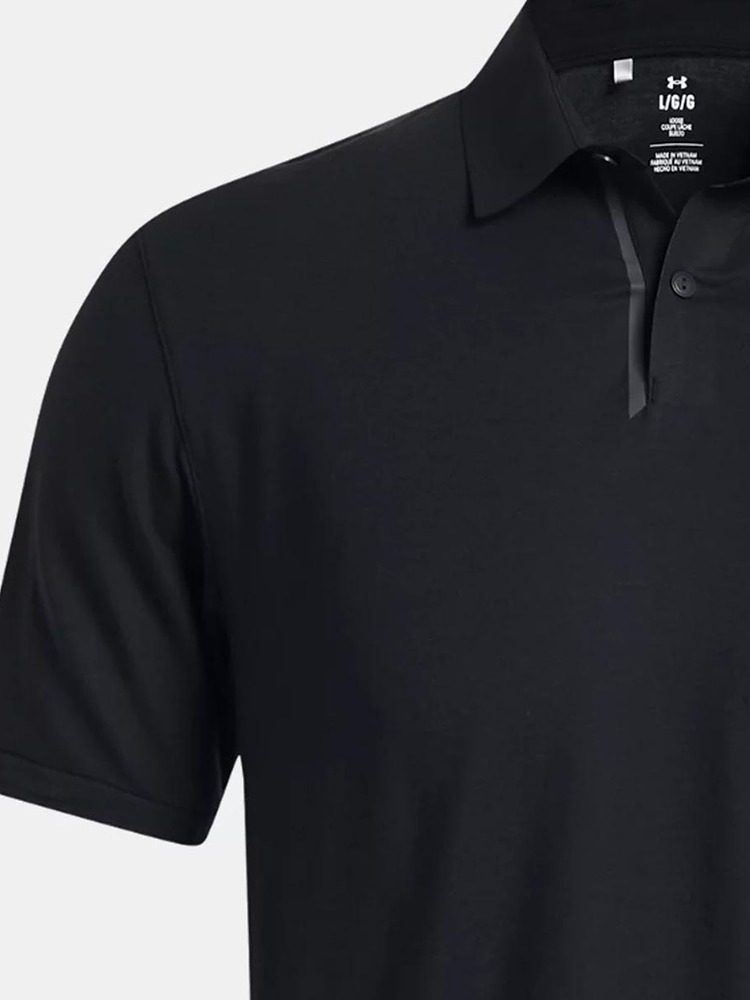 UA Under Armour Men's Short Sleeve Sports POLO Shirt 2025 Summer New Black Quick Drying T-Shirt 1385128-001