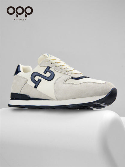 OPP Men's Shoes Spring 2026 New Leather Men's Sports Running Casual Shoes Fashion Versatile Color-Blocked Forrest Gump Shoes