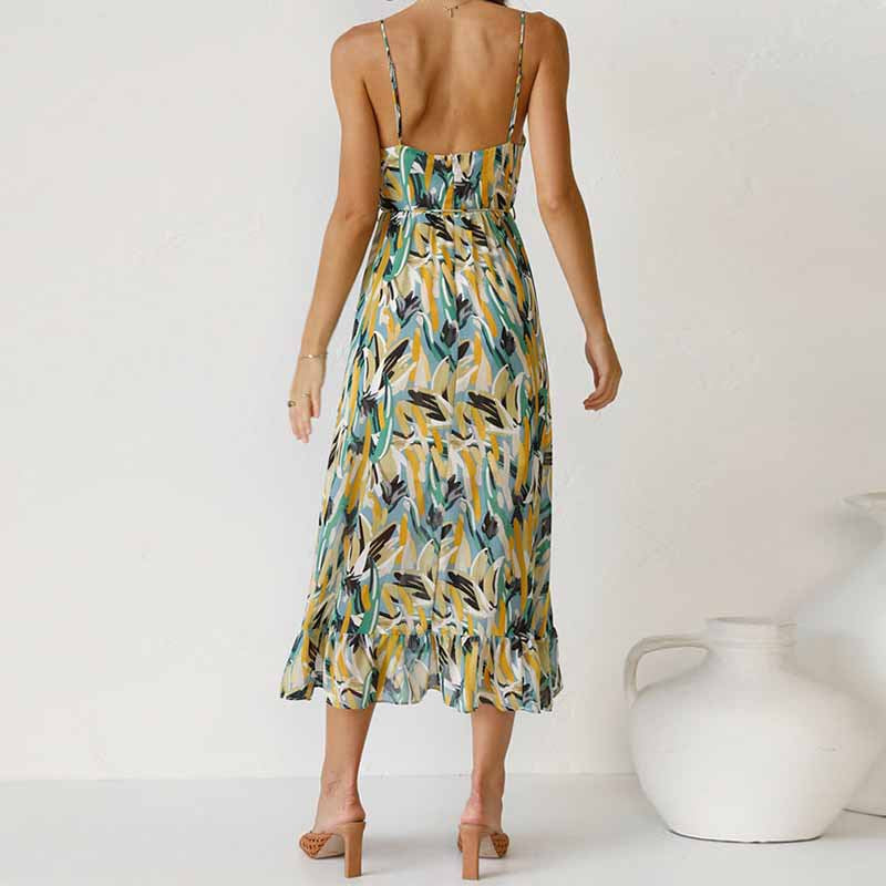 European and American Clothing 2025 Summer New Dress Amazon Fashion Print Sexy Slip Dress Women 661