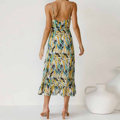 European and American Clothing 2025 Summer New Dress Amazon Fashion Print Sexy Slip Dress Women 661