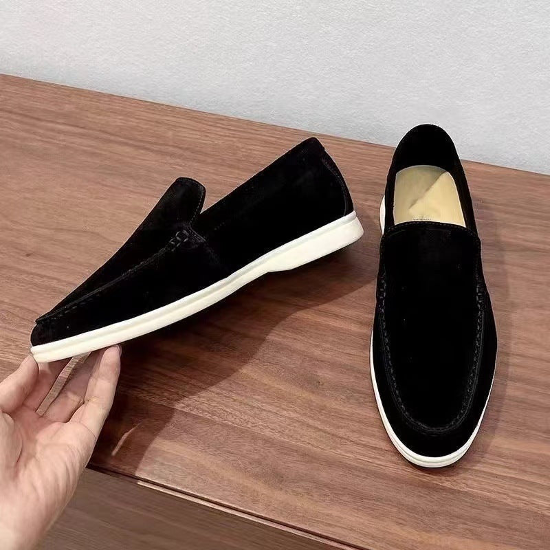 Novos sapatos casuais de um pé loafers masculinos britânicos over-the-top beanie sapatos de condução confortável sapatos de couro masculino